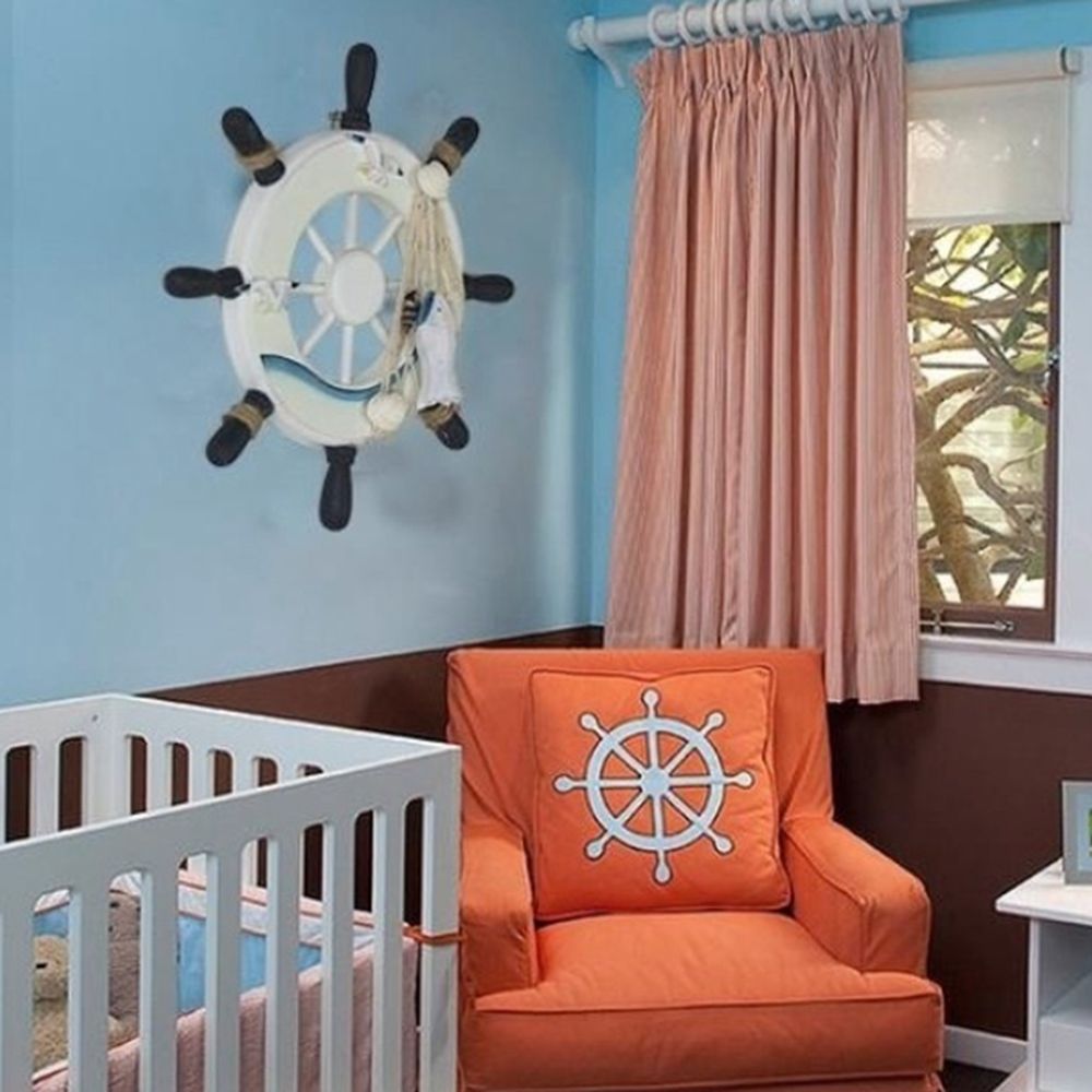 Fishing Boat Steering Wheel - Mediterranean Style Beach Decoration Crafts Fishing