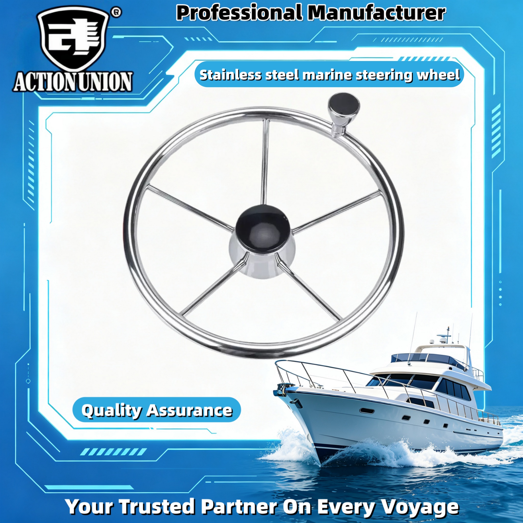 Fishing Boat Steering Wheel - Marine Accessories 304 Stainless Steel Steering