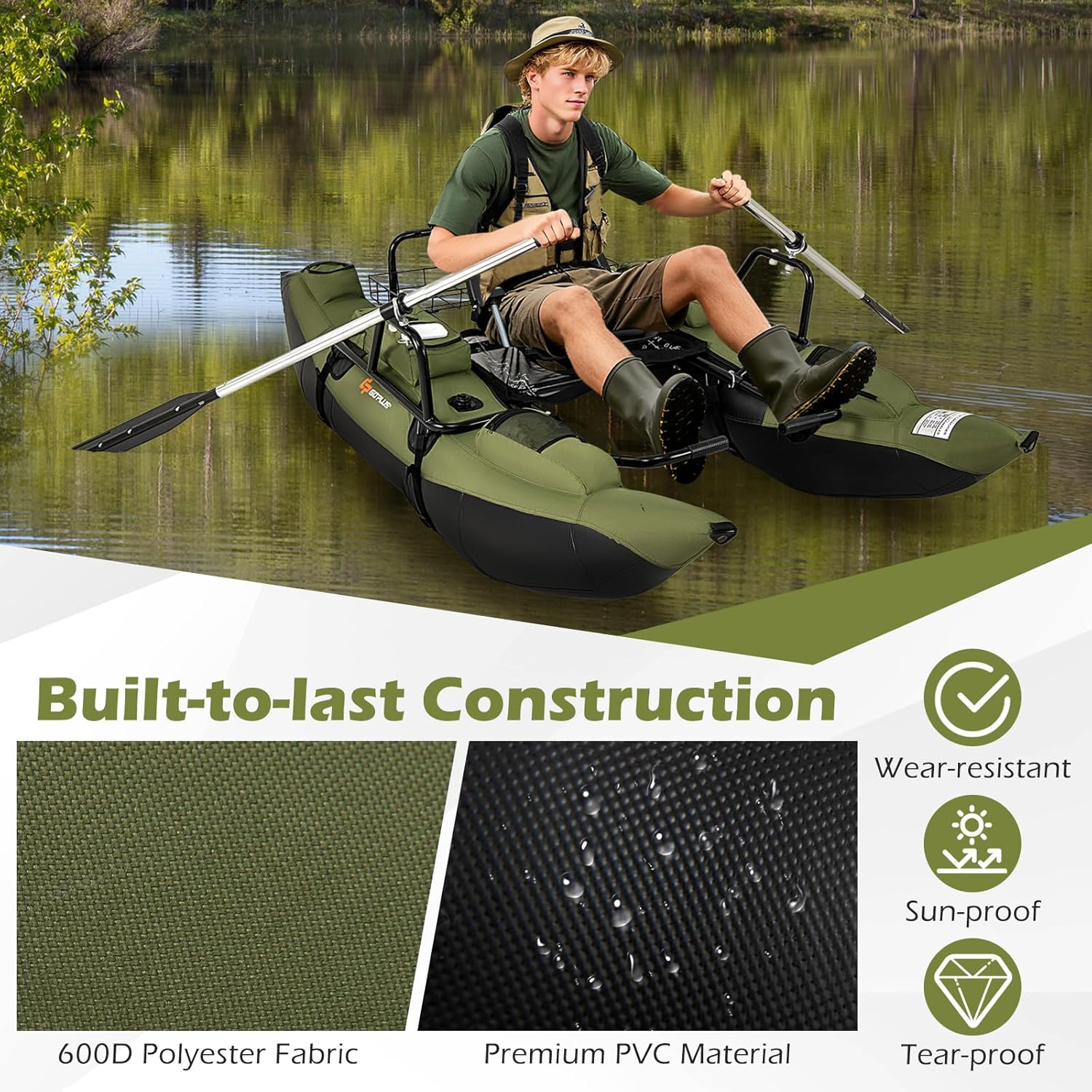 Adult Inflatable Belly Boat wi – Fishing Boat Paddle recenzja i cena