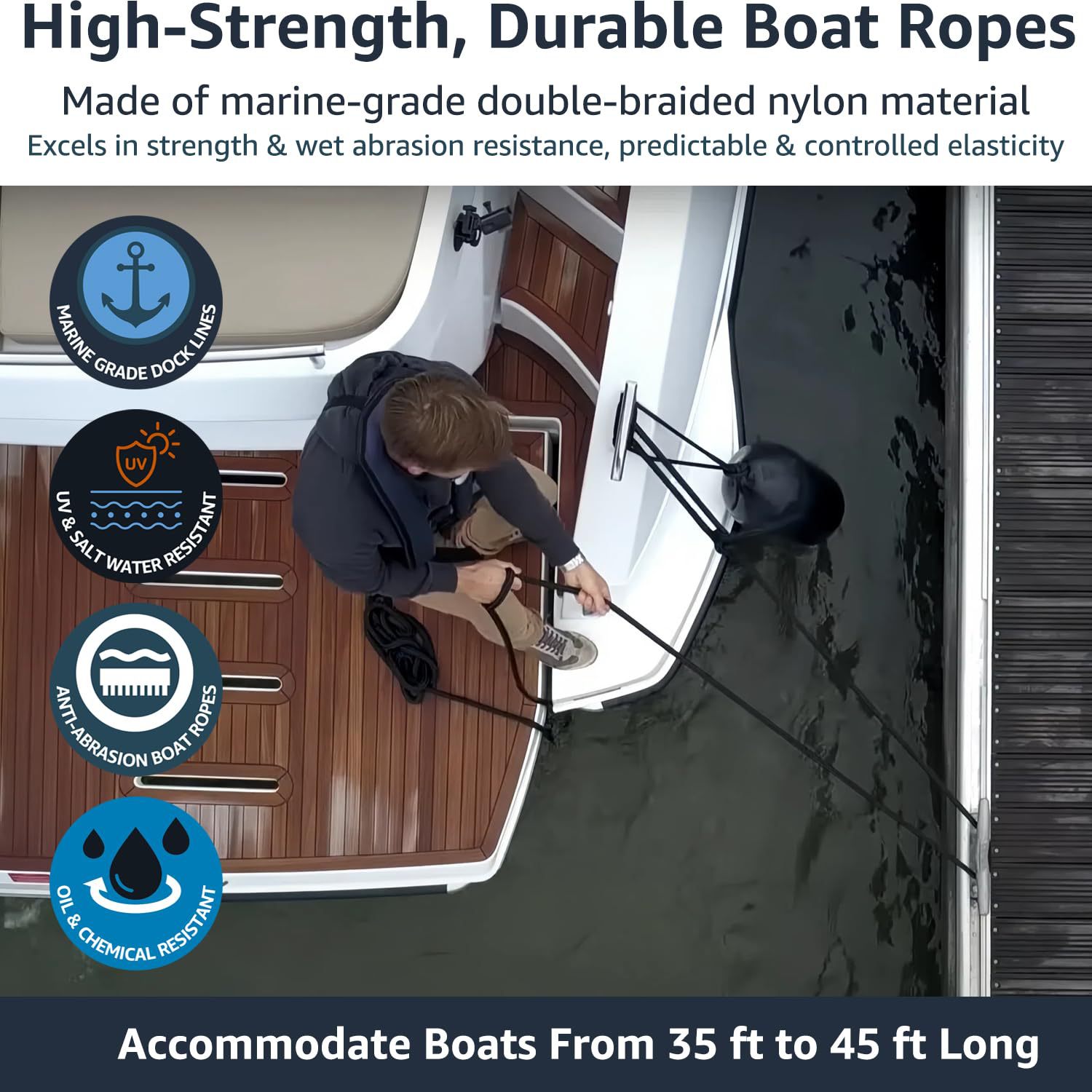 4.6m/15ft Black Boat Dock Line – Fishing Boat Anchor recenzja i cena